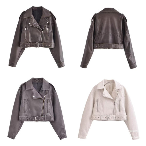 washed motorcycle jacket for women - MRSLM