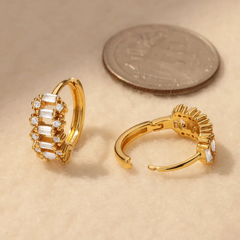 tiny gold leaves hoop earrings, view 8 - MRSLM