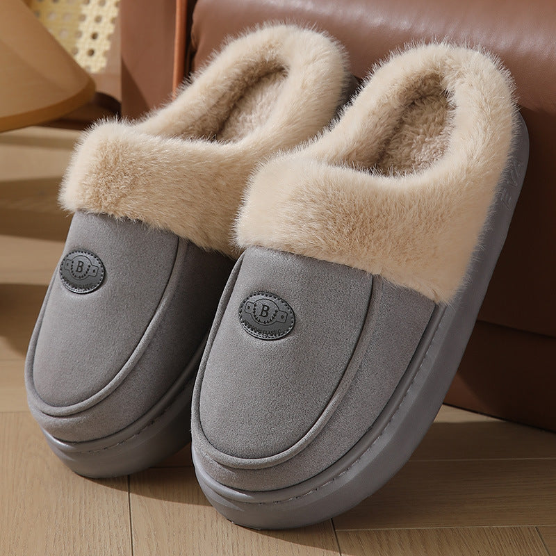 Men's suede plush-lined house slippers - MRSLM
