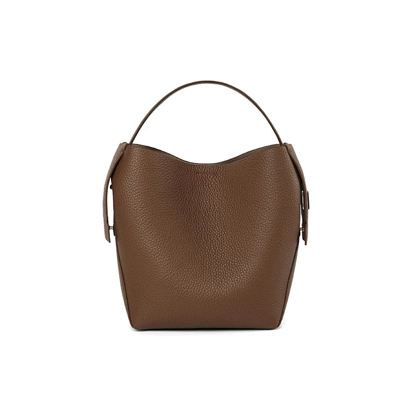 genuine leather bucket bag, view 3 - MRSLM