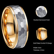 men's grey and gold tungsten steel ring, view 3 - MRSLM