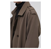 double breasted simple trench coat men with belt, view 3 - MRSLM
