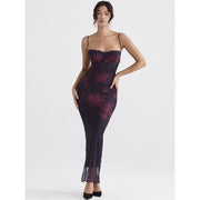 purple fishtail maxi dress, view 5 - MRSLM