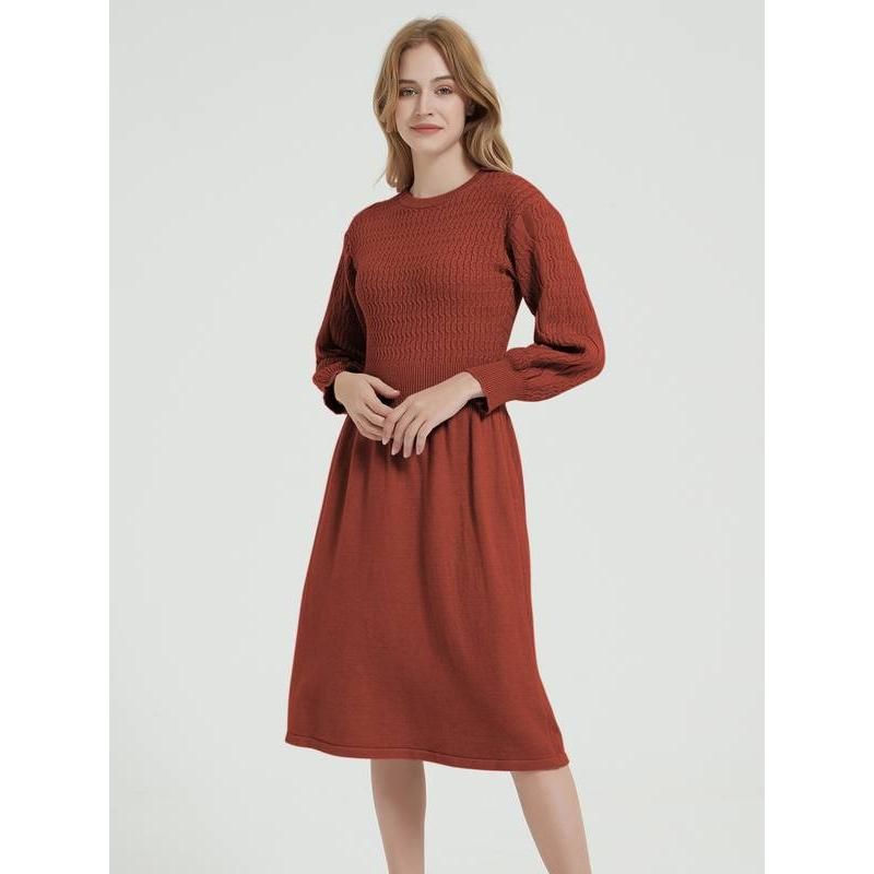 long sleeve knitted sweater dress, view 9 - MRSLM