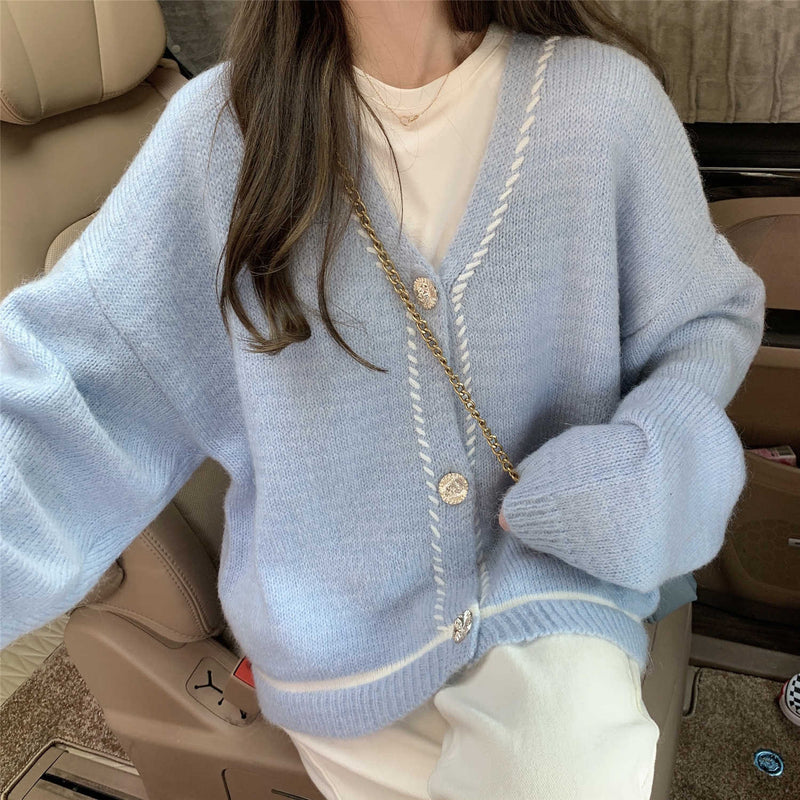 women's gentle loose knit cardigan coat, view 7 - MRSLM