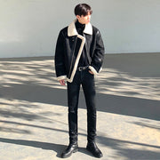 men's casual zipper lamb wool jacket, view 3 - MRSLM