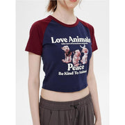 animal graphic raglan crop top, view 4 - MRSLM