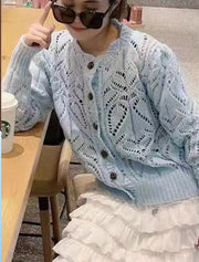 women's short crochet cut-out cardigan, view 5 - MRSLM