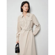 brushed long sleeve shirt dress, view 5 - MRSLM
