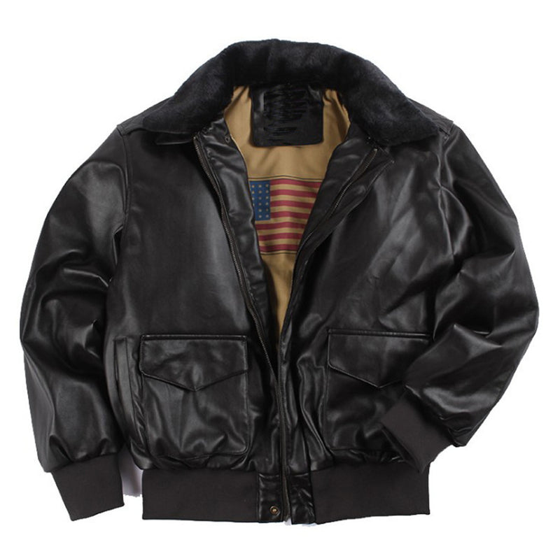 retro oversized fur PU leather coat - MRSLM