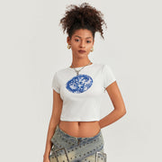 floral disco ball print T-shirt, view 5 - MRSLM