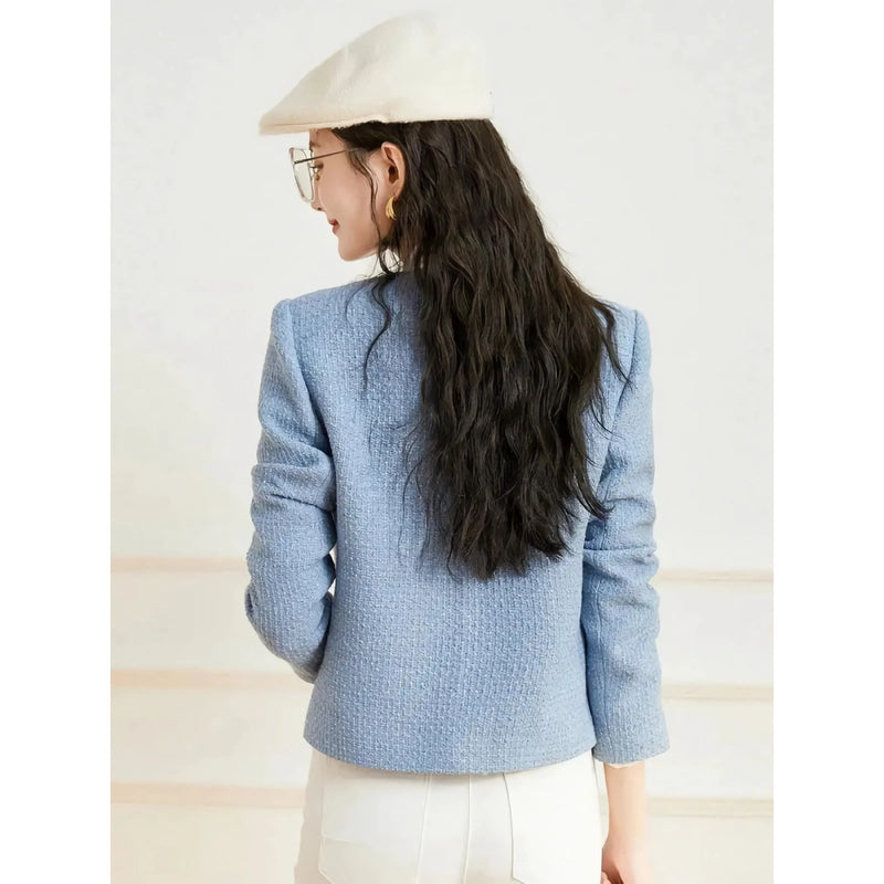 women's round neck long sleeve jacket, view 5 - MRSLM