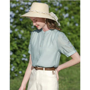 french puff sleeve blouse for women, view 7 - MRSLM