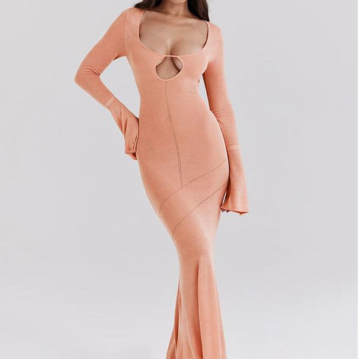 orange flare sleeve knit maxi dress - MRSLM