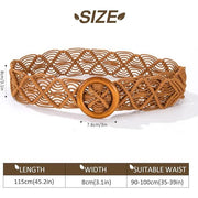 boho woven belt with wooden buckle, view 9 - MRSLM