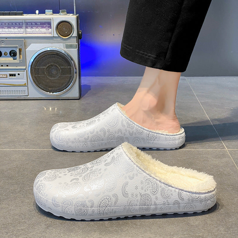 men's winter fleece-lined indoor slippers, view 5 - MRSLM