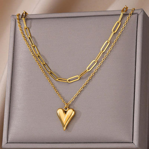 double layered heart chain necklace - MRSLM