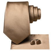 gold brown silk necktie set, view 4 - MRSLM