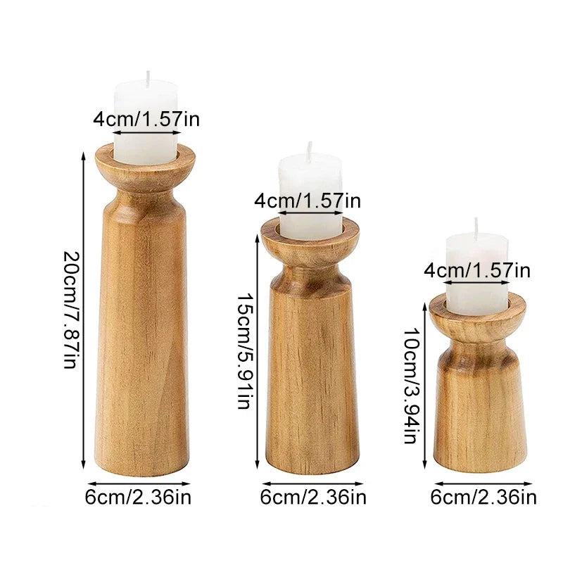 rustic wooden candlestick holders, view 8 - MRSLM