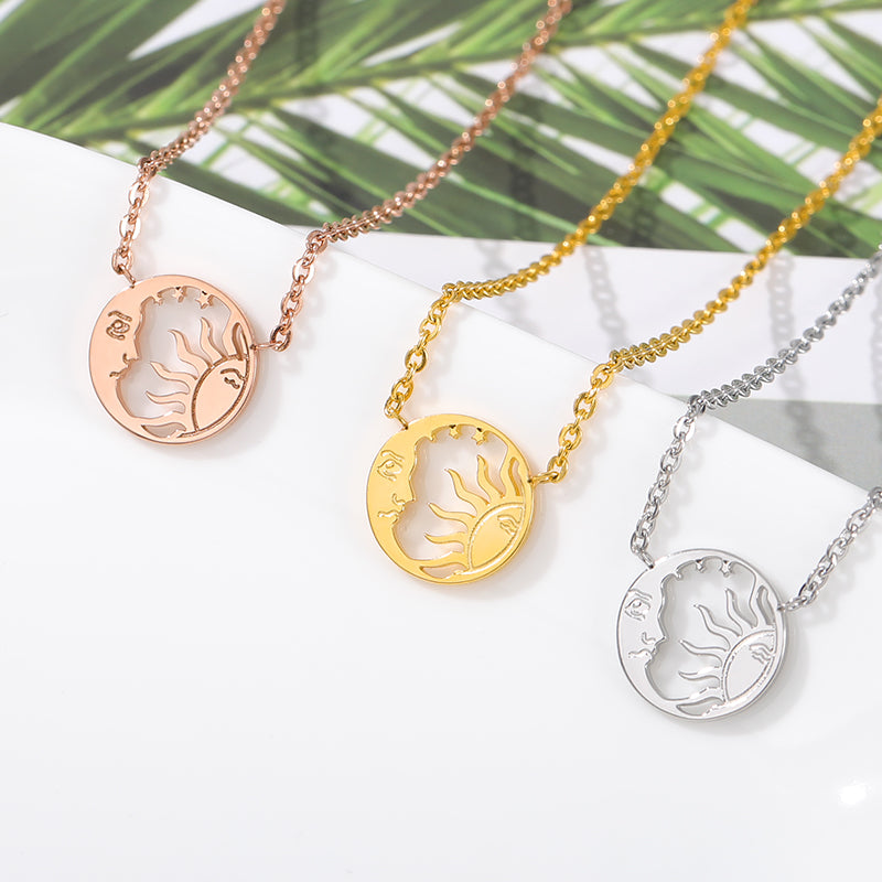 moon and sun coin pendant necklace, view 10 - MRSLM