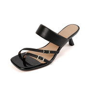 Leather high heel open toe sandals, view 2 - MRSLM