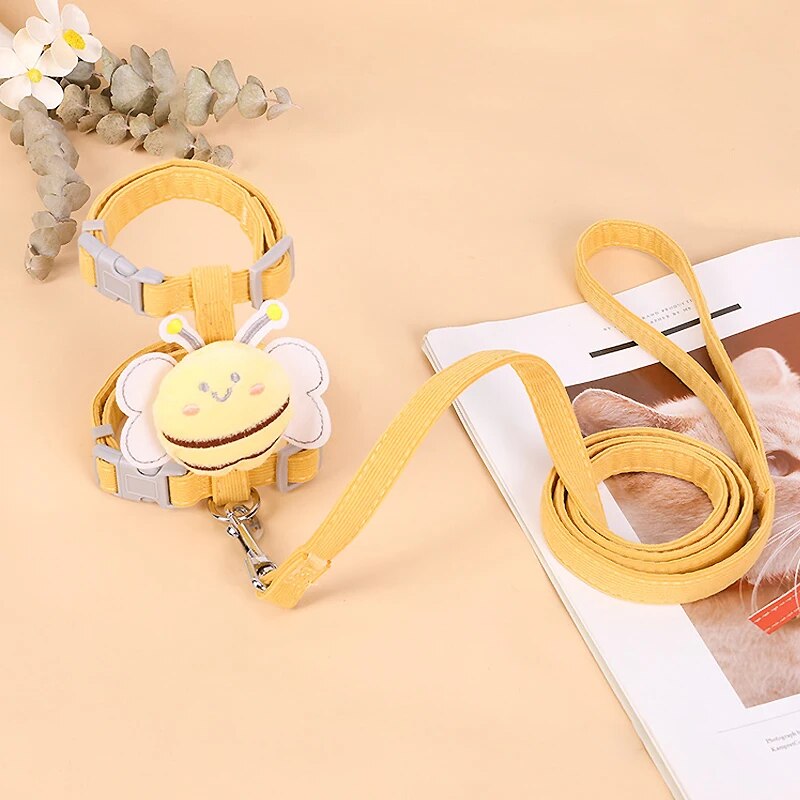 cute bee adjustable cat harness and leash, view 5 - MRSLM