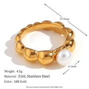 lace wave imitation pearl ring, view 2 - MRSLM