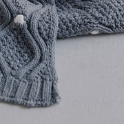 chunky knit blanket with pompons, view 12 - MRSLM