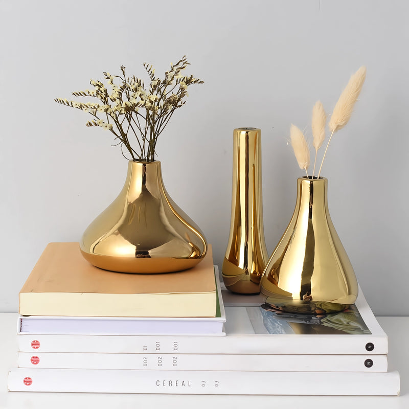 nordic gold ceramic vase, view 5 - MRSLM