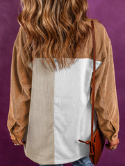 Women's color-block corduroy shirt jacket, view 2 - MRSLM
