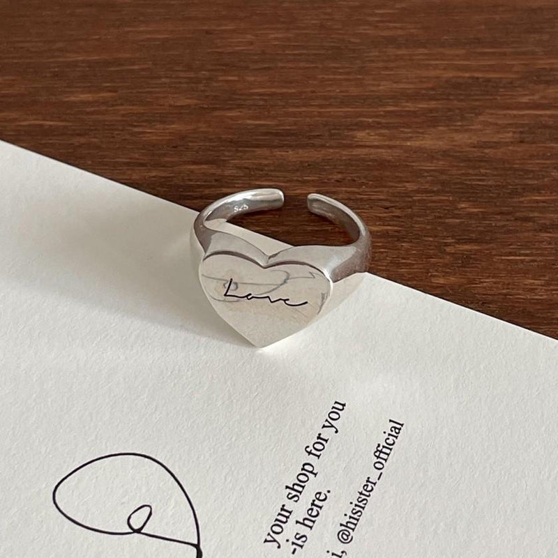 sterling silver love letter ring, view 2 - MRSLM