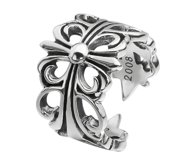 s925 sterling silver cross flower ring, view 3 - MRSLM