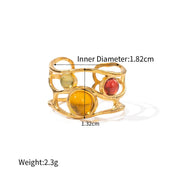 stainless steel mesh open ring with resin diamond, view 2 - MRSLM