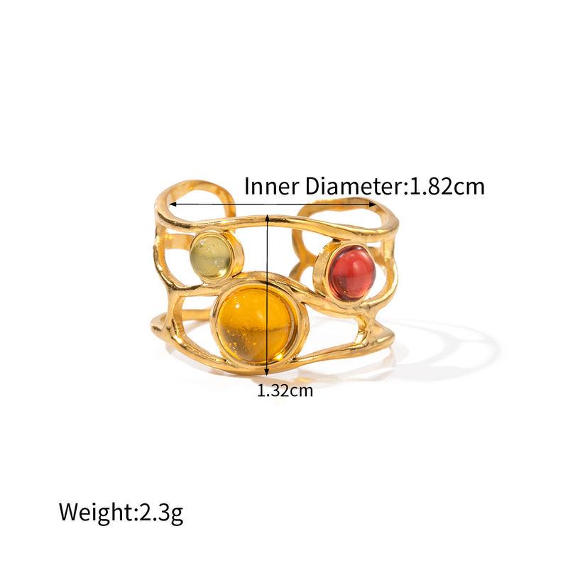 stainless steel mesh open ring with resin diamond, view 2 - MRSLM