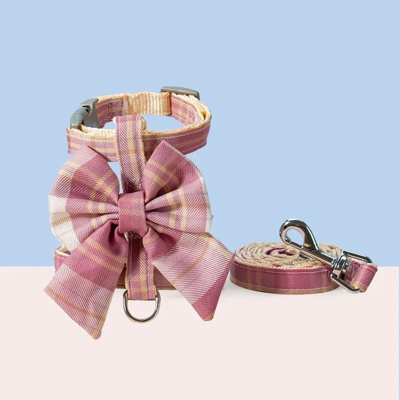 cute pet harness with bowknot, view 8 - MRSLM