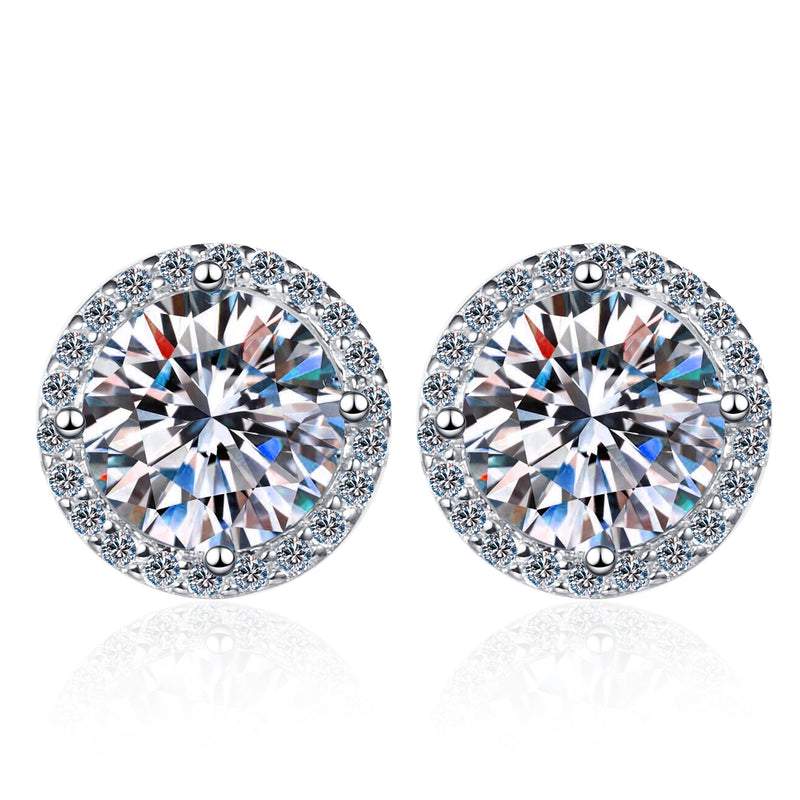 women's moissanite-style s925 silver earrings, view 5 - MRSLM