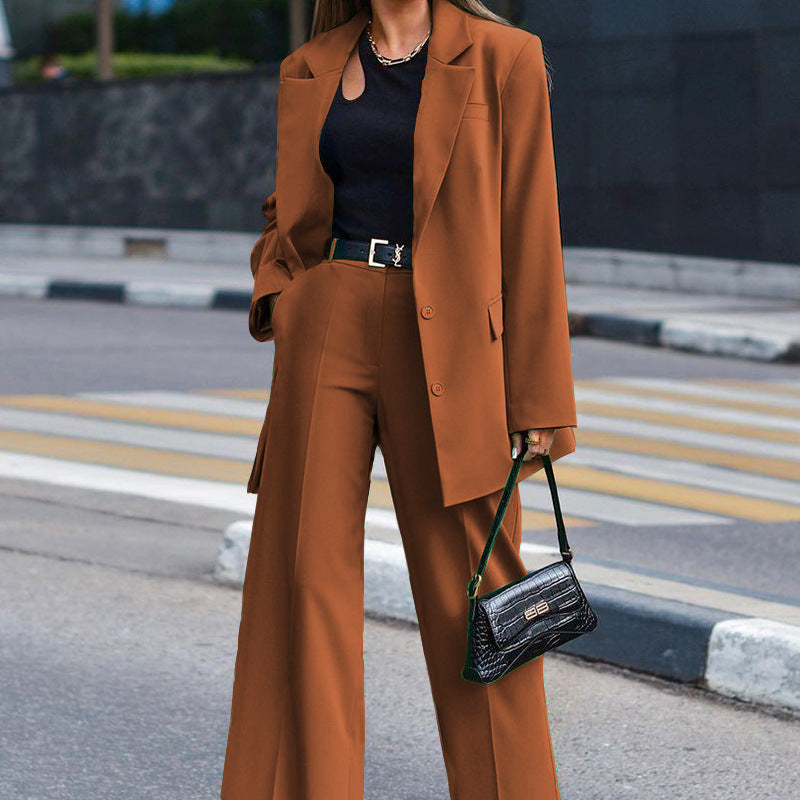 women's long sleeve coat and pants two-piece suit, view 3 - MRSLM