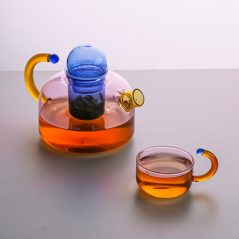 colorful glass teapot and teacup set, view 10 - MRSLM