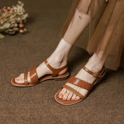 Retro women's leather sandals - MRSLM