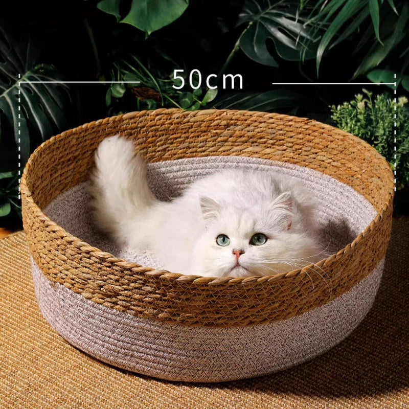 handwoven rattan cat bed, view 6 - MRSLM