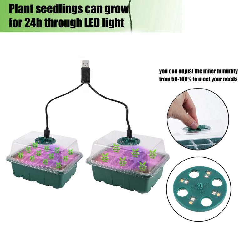 seed starter tray kit with led grow lights, view 7 - MRSLM