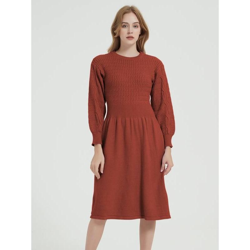 long sleeve knitted sweater dress, view 8 - MRSLM