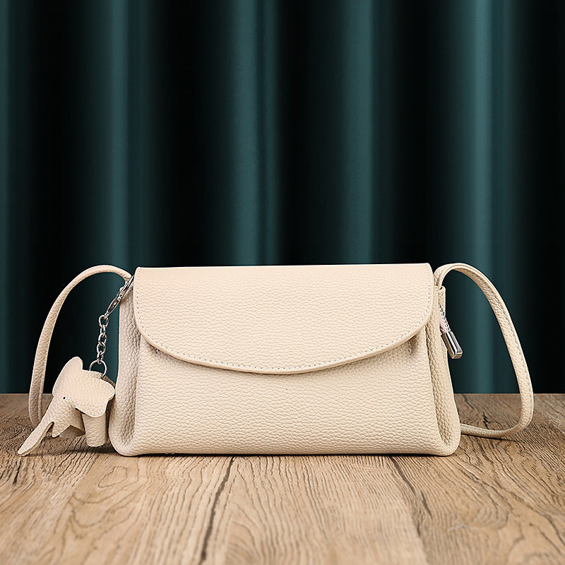 soft cowhide pleated crossbody bag, view 7 - MRSLM