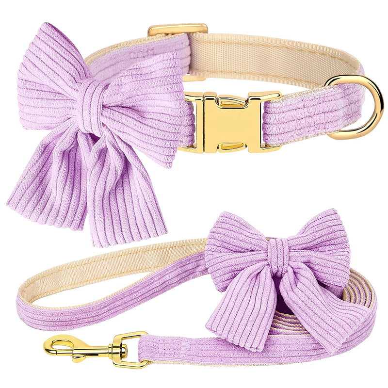 fashion dog collar and leash set with bowtie, view 2 - MRSLM