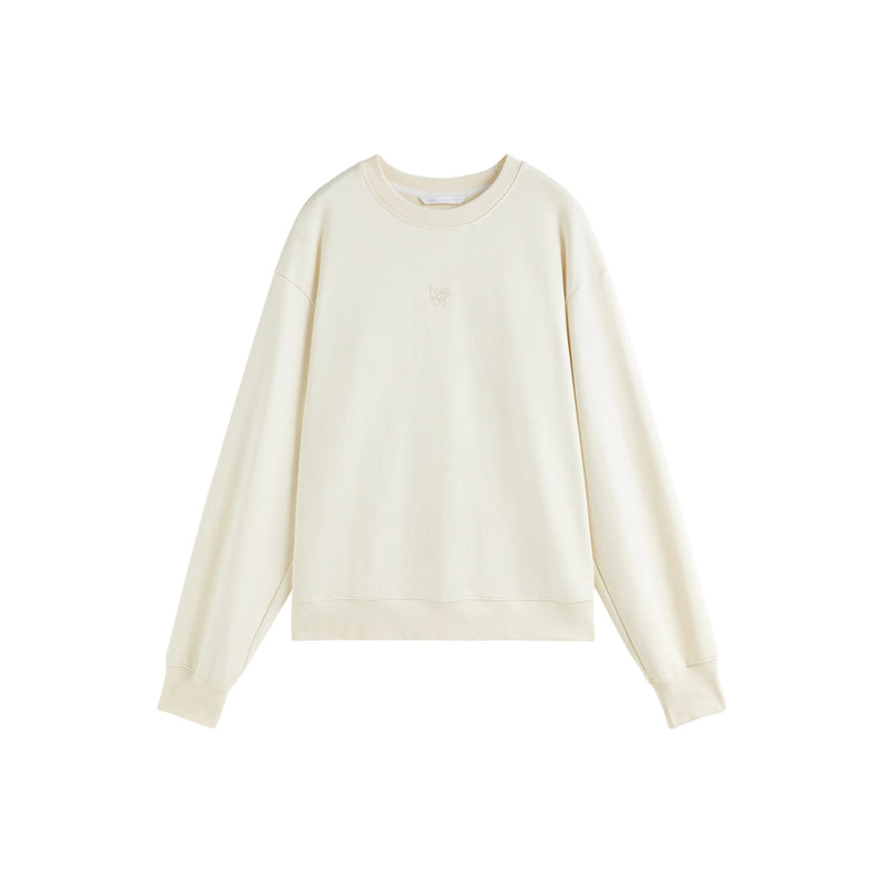 beige drop sleeve cotton pullover, view 7 - MRSLM