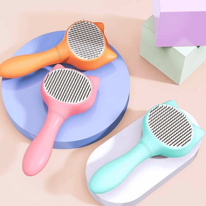 self-cleaning dog and cat grooming brush, view 5 - MRSLM