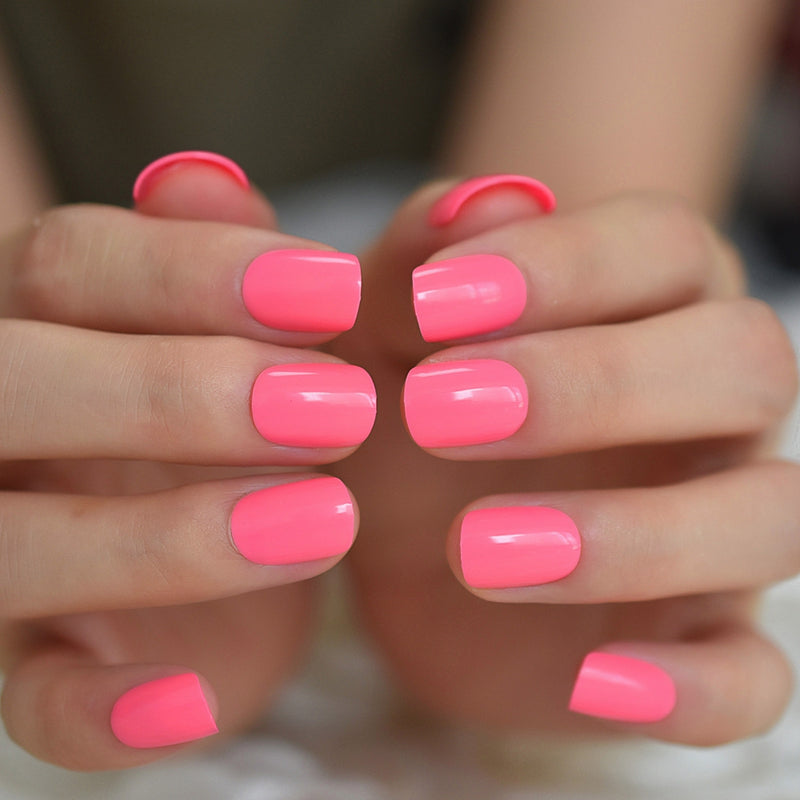 short neon violet press-on fake nails, view 2 - MRSLM