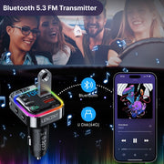 bluetooth 5.3 fm transmitter with 30w pd and qc3.0 charger, view 3 - MRSLM