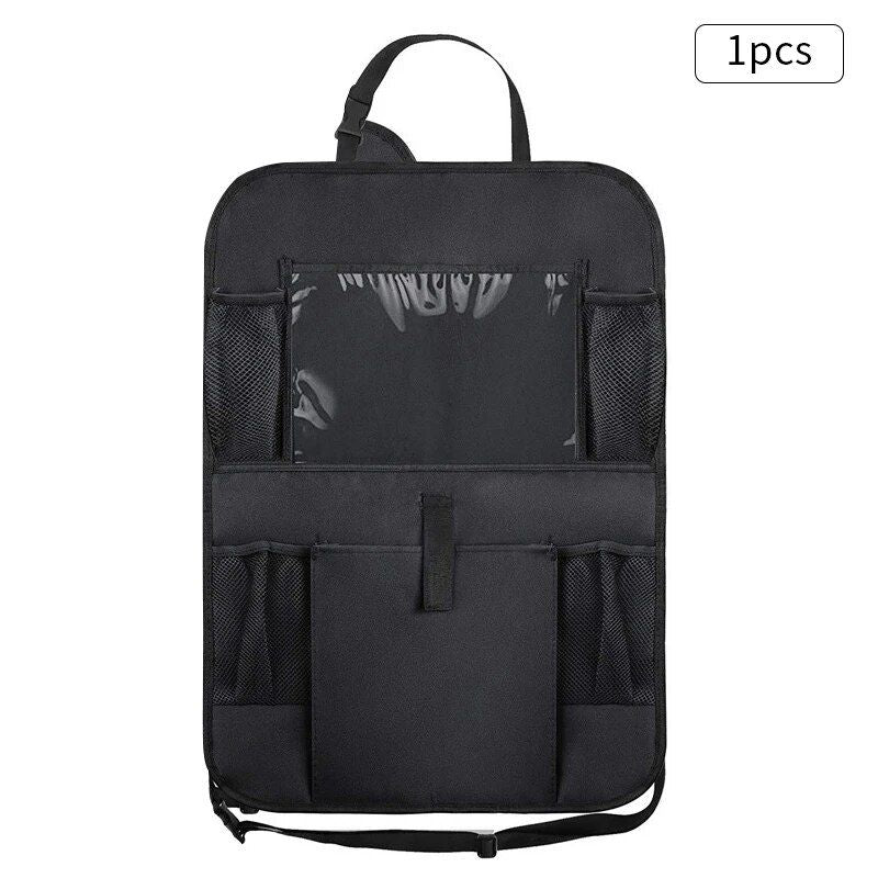 Universal Car Seat Back Organizer with Anti-Kick Mat & Waterproof Protection