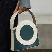 color block vegan leather bucket bag, view 6 - MRSLM